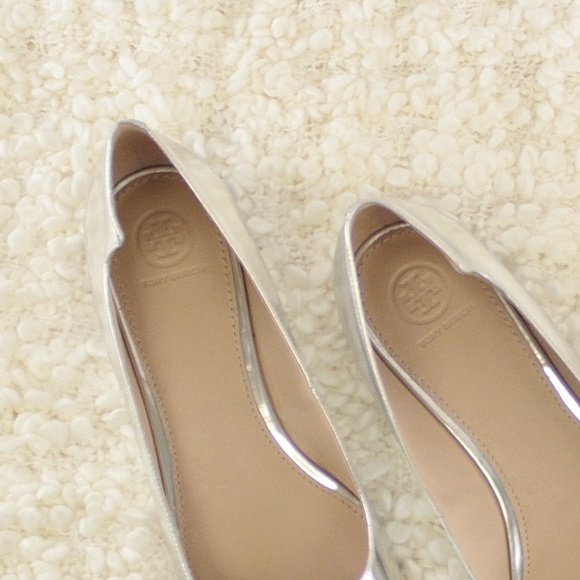 Tory Burch Melody Metallic Leather Point Toe Flats - Picture 3 of 5
